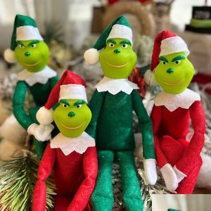 Przyjęcie 30 cm świąteczne lalka zielone włosy Monster Pluszowe zabawki domowe dekoracje domowe elf ozdoby wisiorek dla dzieci prezent urodzinowy FY3894 11 DHK8B