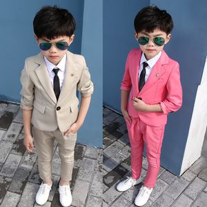 Suits Flower Boys Formal Coat Pants Tie 3Pcs Suit Kids White Baptism Wedding Party Costume Children Performance Ceremony Costume Dress 230424