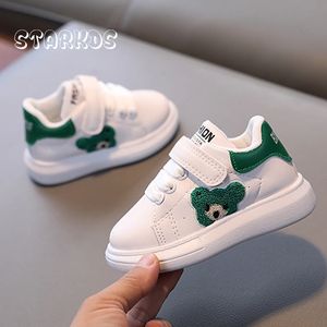 Pierwsze Walkers Design Niedźwiedź Niedźwiedź Sneakers Kilkadetette Biały tenis chłopiec dziewczyna urocza haft grube sportowe buty dziecięce wulkanizowane zapatos 231123