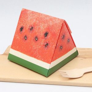 Gift Wrap 10pcs Wedding Party Cake Candy Dessert Packing Box Paper Bakery Cute Mousse Portable Triangle Case Watermelon Shaped