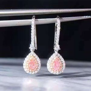 Avrupa Klasik Takı Kadın Toptan Altın 0.28/0.285Ct Doğal Pembe Elmas Kolye Küpe