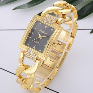 Начатые часы Элегантные Quartz Watch for Women Fashion Womens Watches w/ Crytal Casual Ladies Breistwatch Стальная цепь золото Reloj de mujerwristwa