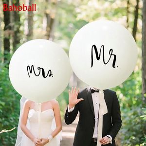 パーティーデコレーション1PCS 36インチ90cm Mr Mrs Mrs Mrs Wedding Decor Balloon Bunches for Pobooth Props White Ballonsイベント