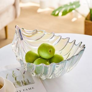 プレートホームストレージドライフルーツトレイスナッククリエイティブクリスタルガラス葉リビングルームコーヒーテーブルの装飾