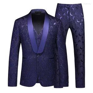 Abiti da uomo Bianco Nero Blu navy 2 pezzi Set completo Abito elegante per matrimonio Abito da lavoro Cappotto Pantaloni Moda Slim Fit Plus Size 7XL