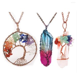 Colares pendentes 3 PCs Tree of Life colar Jóias estéticas Jóias elegantes Conjunto de cristal Acessório de moda Gemita para mulheres adolescentes