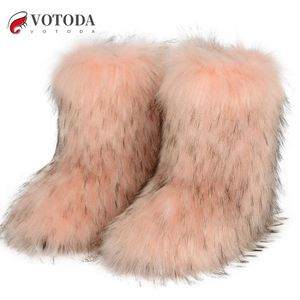 Lady Winter Women Fluffy Fur Snow Boot Woman Furry Faux Päls Boot Ladies Outdoor Nonslip Cotton Boot Girl Plysch varm snöstövel