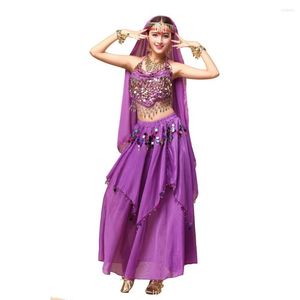 Stage Wear Costume da danzatrice del ventre egiziana 2 pezzi TopSkirt Ropa Danza Del Vientre 7 colori Bollywood Dancewear Gonna Suit Dance