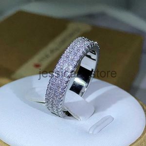 Bandringar Eternity Female R925 Sterlsilver Micro Pave AAAAA Zircon CZ Weddband Rings for Women Bridal Party Jewelry Gift J231127