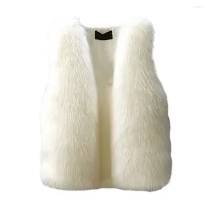 Kamizelki damskie przytulne kamizelki stylowe w rozmiarze zima faux futro puszysty na zimno odporny na rękawach kardigan dla szczupłej damy