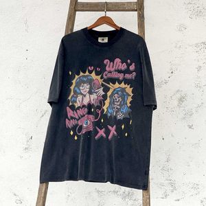 Tasarımcı Moda T Gömlek Saint Michael Vintage High Street SİS Kötü Ruh Çağırma Yıkama Eski Rahat Gevşek Kısa Kollu T-shirt