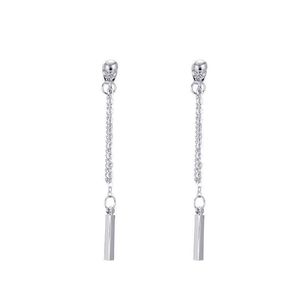 Exaggerated Cool Cross Chain Earrings Gothic Style Silver Plated Dangle Earring Ear Clips Dark Street Women Men No Pierced Punk Jewelry Gift