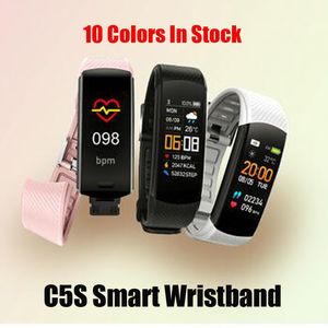 New C5S Smart Wristband Fitness Bracelet Ip67 Waterproof Sport Tracker Blood Pressure Heart Rate Pedometer Smarts Band Watch Vs ID115 ID116 plus M6