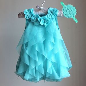 Girl s Dresses Christmas Baby Girls Dress Summer Chiffon Evening Birthday Party Kids Girl Clothes Headband 230422