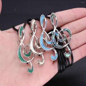 Catene Pietra naturale Conchiglia di abalone Simbolo musicale Collana con ciondolo Corda in pelle Elegante gioielli squisiti Accessori per feste Regalo