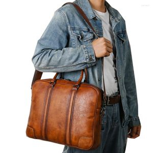 Bolsas de negócios Bolsas de couro de negócios reais bolsas de couro de 15,6 polegadas Borda de laptop masculino Bolsas de mensagens de viagem masculino Bolsa de ombro crossbody de couro