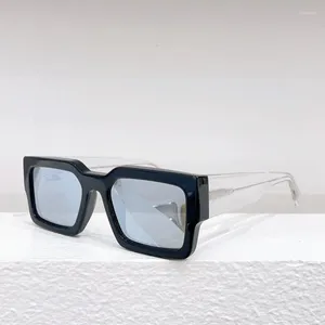 Okulary przeciwsłoneczne kwadratowe damskie damskie okulary męskie 1589e prostota styl podróży srebrzysty odblaskowe soczewki czarne anty UV400