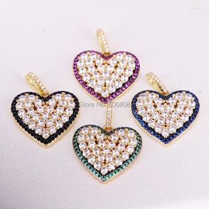 Pendant Necklaces 6PCS ZYZ-P6976 Fashion CZ Micro Paved Heart Shape Beautiful Jewelry For Womem Making Trendy Style