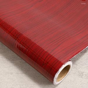 Tapetowe malowanie naśladowanie ziarna drewna tapeta kuchnia remontu lodówki Dekoracja mnóstwa Jasno czerwono klonowa naklejka