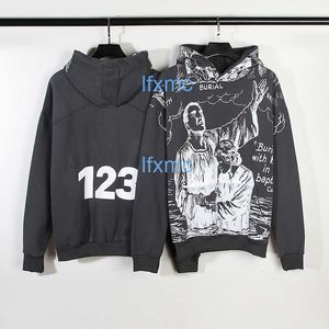 Saint Michael Graffiti Angel Devil Print Sweater American Men's and Women's Loose Pullover Hoodie