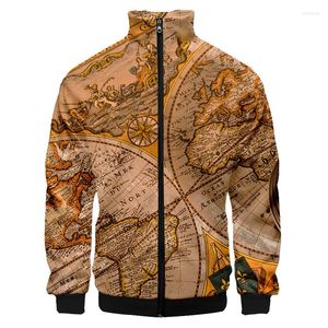 Men's Jackets Harajuku Retro Map Ocean Continent 3D Print Hoodies Loose Sweatshirts Men Women's Hiphop Punk Hooded Pullovers Drop