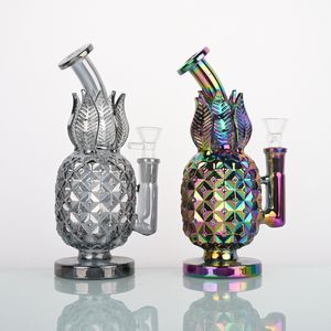 Entrega rápida galvanizado arte abacaxi design vidro fumar bong/cachimbo de água de vidro soprado à mão/cachimbo de vidro extravagante bong