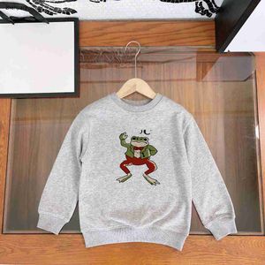 Felpa con cappuccio per bambini di lusso Autunno Maglione per bambini morbido e delicato sulla pelle Taglia 100-160 Pullover per bambina con stampa rana cartoon Nov25