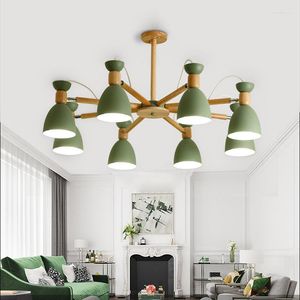 Candeliers de cor nórdica selecionável luminária de quarto simples para a sala de jantar de vida e27 6W LED PENDER HANG LAMP