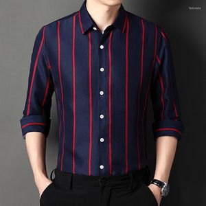 Herren Casual Shirts Korean Style Langarm Gestreiftes Hemd Herren Kleidung Mode Herbst Wear Slim Fit Camisa Masculina