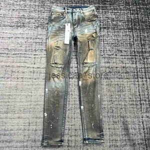 Band ringer ny stil tung överdriven bläck smutsig effekt smala jeans män j231124