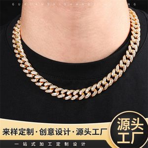 necklace for mens chain cuban link gold chains iced out jewelry Diamond Chain 12mm Full Diamond Hiphop Gold Plated