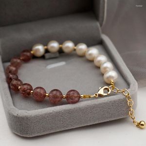 Gliederarmbänder Koreanische Mode Natürliche Perlenarmband Für Frauen Einfache Stein Perlenmanschette Schmuck Zubehör Jubiläumsgeschenke