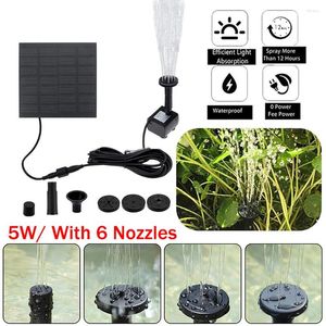 Trädgårdsdekorationer 5W Solar Fountain Pump med 6 munstycken Aquarium Wave Maker Sun Water Pumpar för Bird Bath Pond Outdoor Decoration