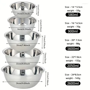 Bowls 5pcs Non-Slip Stainless Steel Mixing Set - Perfect For Kitchen Cooking And Baking Nesting Design Easy Storage