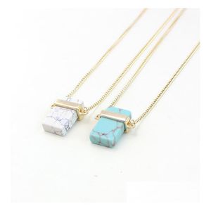 Pendant Necklaces Natural Stone Necklaces For Women Girls Rec Crystal Quartz Pendants Necklace Gemstone Jewelry Gift Drop Delivery Jew Dhq9L