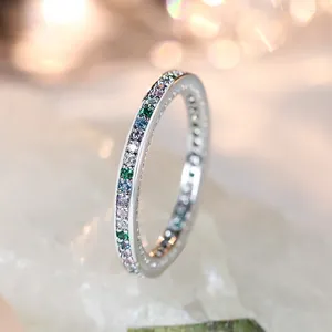 Кольца-кластеры, минималистичные маленькие радужные циркониевые камни, тонкие для женщин, серебряные обручальные кольца, женские повседневные вечерние украшения на палец