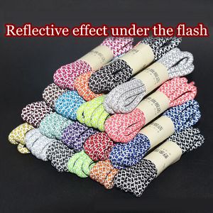 Shoe Parts Accessories 1Pair Round Shoelaces Quality 3 M Reflective laces Boots Rope Laces Sneaker Shoelace 19 Colors Length 100 120 140 160cm 231123