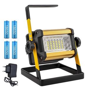 Floodlight 50W LED LED Light Light Light Outdoor Projector Refletor Bouw Lâmpada de construção Lâmpada recarregável 18650 Batterias230f