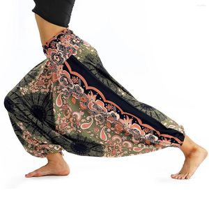 Pantaloni da donna Donna Casual Harem a vita alta Yoga Pantaloni sportivi elastici con fiori lunghi larghi e leggeri AM5082