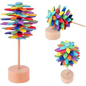 Wooden Lollipop Stress Relief Toy Magic Rotating Spinning Wand Decompression Toys Multicolor Wood Spiral Sensory