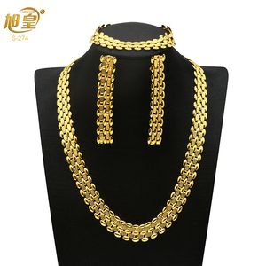 Wedding Jewelry Sets XUHUANG African Dubai Plated Jewelry Set For Women Wedding Necklace Bracelets Earrings Bohemia Indian Gold Color Jewellery Gifts 231123