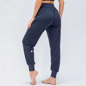 Ll Donna Yoga Nono Pantaloni Running Fitness Jogging con tasca con cerniera Vita alta Elastico Casual Jogging 4 colori D12368 Moda 2023tqrr