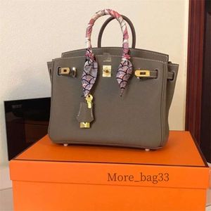 Designer Bags Womens Handbags Handmade Full hand sewing wax thread 25 30 35 elephant grey gold buckle togo leather