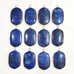 Pendant Necklaces Fashion Natural Lapis Lazuli Stone Connector Necklace Bracelet Earring Accessories Wholesale 6pcs/lot