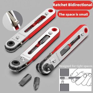 New 1PC Multi-functional Forward and Reverse Ratchet Screwdriver Elbow Flat Head/Socket Wrench Driver Cross Slotted Screwdriver 6.35