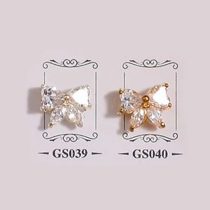 Nail Art Decorations 10pcs/lot 3D Gold Bow Tie Zircon Alloy Crystals Rhinestones Nail Art Decorations Decor Nails Accessories Parts Supplies Charms 231123