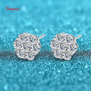 Dangle Chandelier Smyoue 3mm Full Studs Earrings for Women 7 Stones Sparkling Flower Wedding Jewelry S925 Sterling Silver Earring GRA 230422