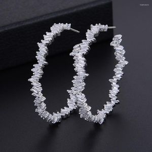 Studörhängen lyx 925 Silver Iregular Geometry Circle Trendy White Simulated Diamond Gemstone Women Wedding Jewelry Addiction
