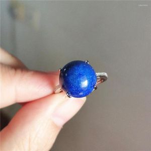 Anelli a grappolo Genuine Natural Royal Blue Lapis Lazuli Clear Gem Stone Regolabile Wedding Lady Man Ring Size Love