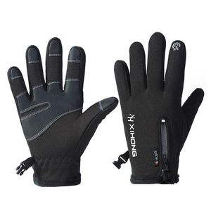 Fünf Fingerhandschuhe Winter Outdoor Radfahren Großhandel Touch Sn Reißverschluss Sport Wasserdicht und langlebig Plüsch Bergsteigen Skifahren Warm DHNLM